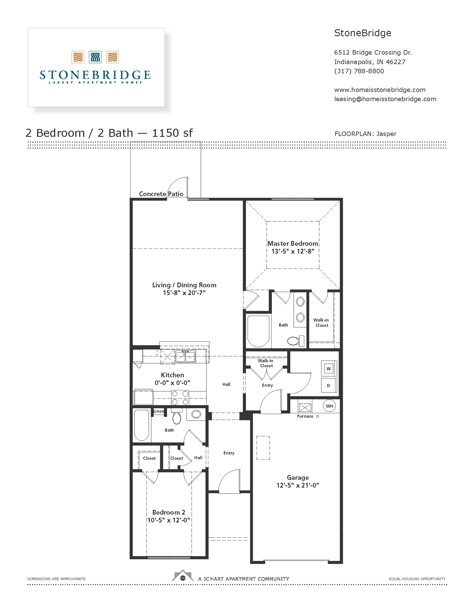 Jasper 2 Bedroom Townhome Floor Plan StoneBridge Luxury Apartment Homes